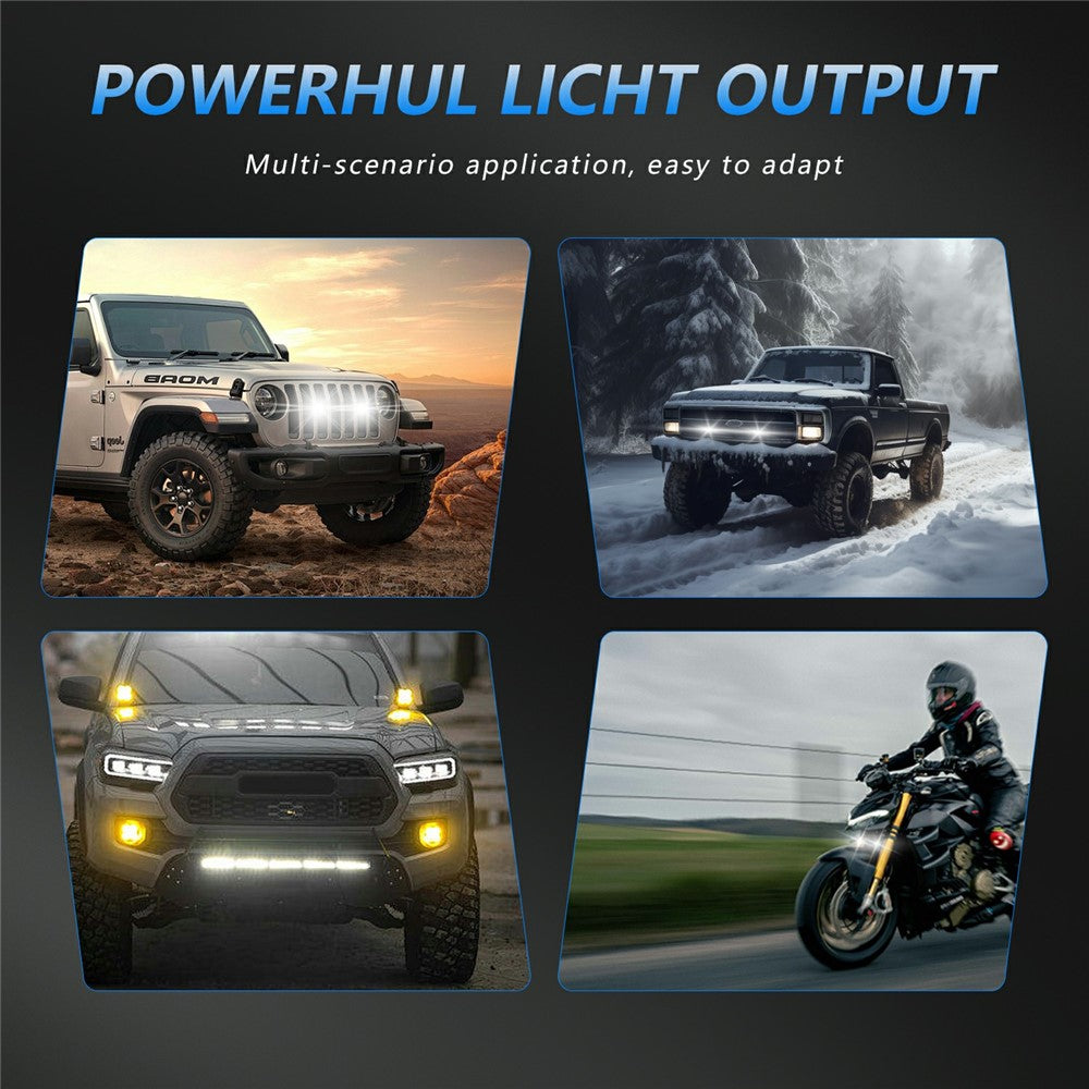 S7 16W LED Grille Light Spotlight High Low Beam Fog Light with 3 Lighting Modes for Car Truck SUV Motorcycle