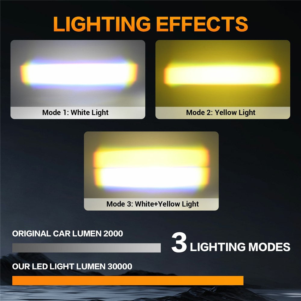 S10 16W LED Auxiliary Light Three Lighting Modes White Yellow Mixed Beam Fog Light for Vehicles SUV Truck Motorcycle
