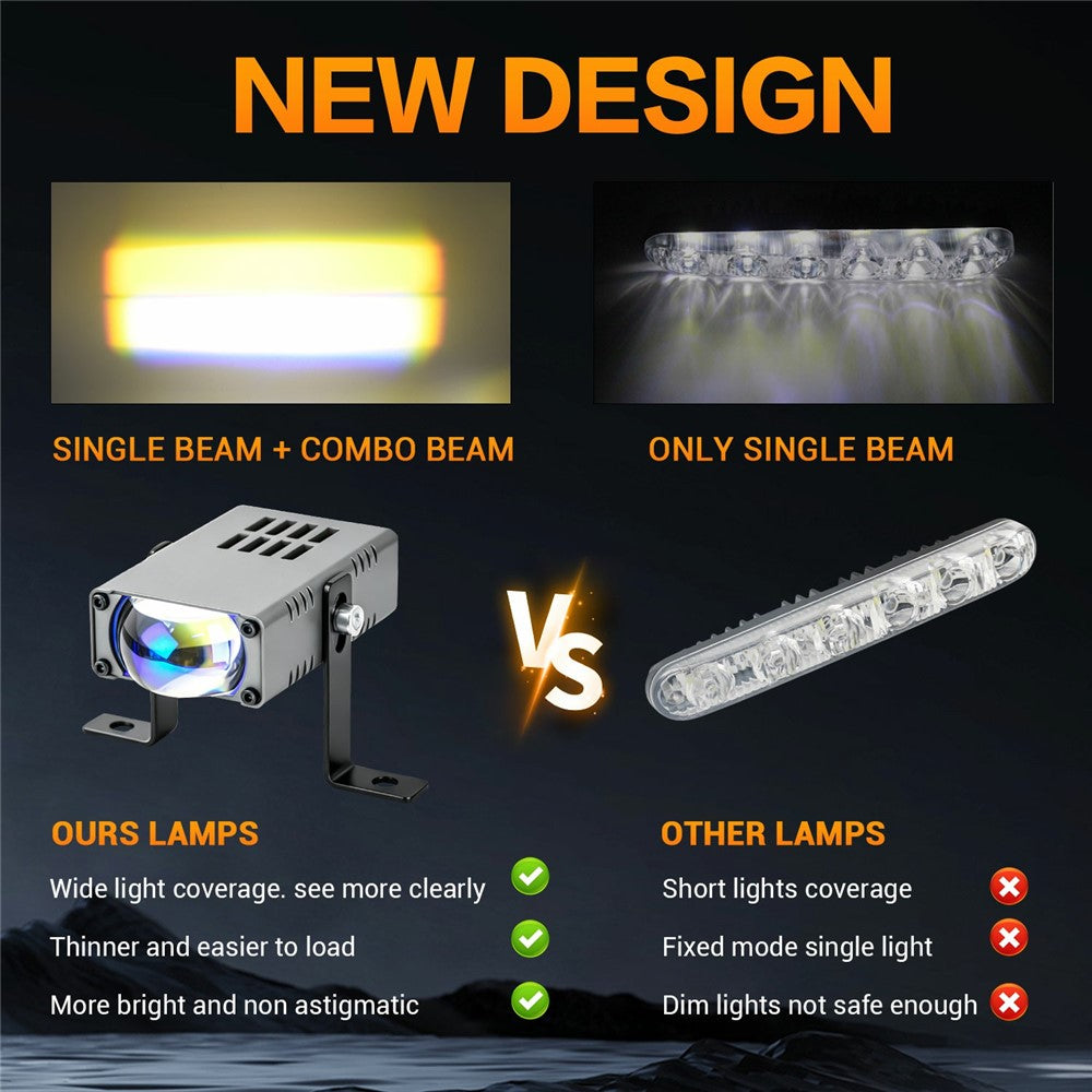 S10 16W LED Auxiliary Light Three Lighting Modes White Yellow Mixed Beam Fog Light for Vehicles SUV Truck Motorcycle