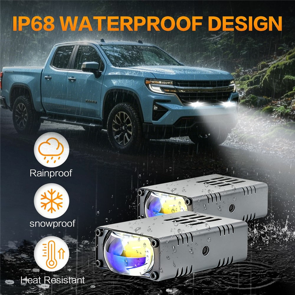 S10 16W LED Auxiliary Light Three Lighting Modes White Yellow Mixed Beam Fog Light for Vehicles SUV Truck Motorcycle
