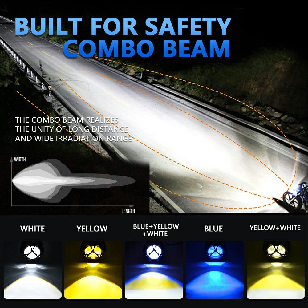 M1 PRO LED Spotlight 10 Lighting Modes IP68 Waterproof Motorcycle Car Headlight for Truck ATV