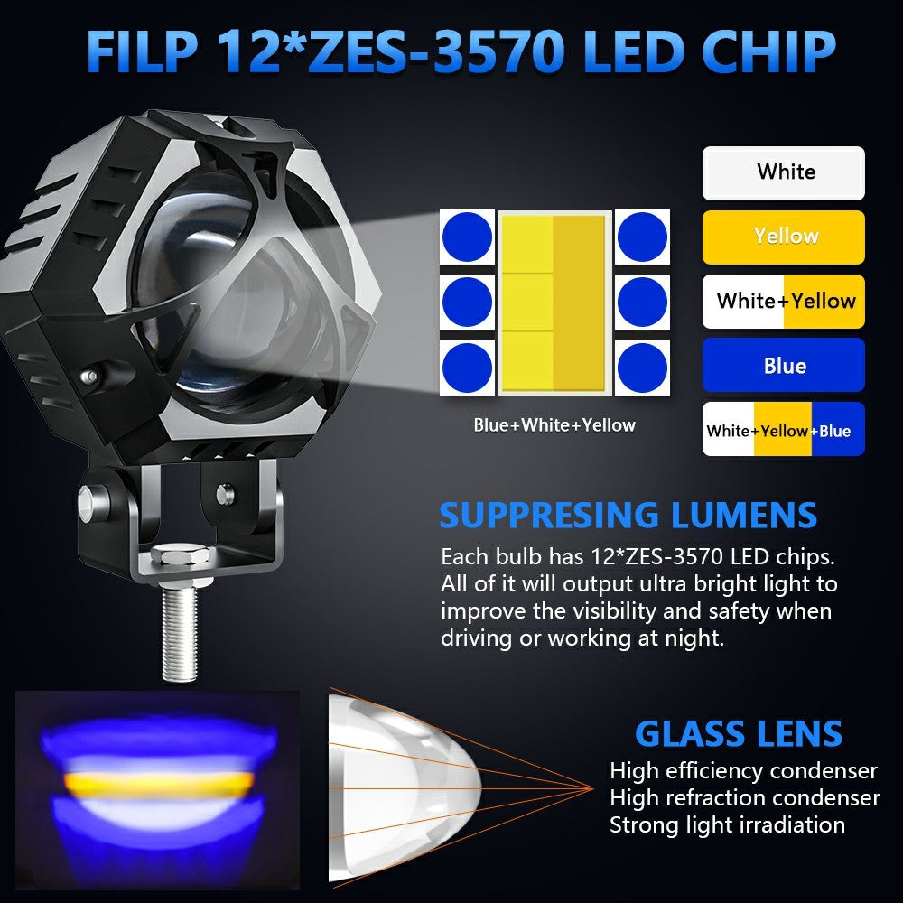 M1 PRO LED Spotlight 10 Lighting Modes IP68 Waterproof Motorcycle Car Headlight for Truck ATV