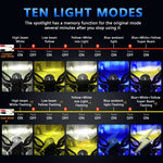 M1 PRO LED Spotlight 10 Lighting Modes IP68 Waterproof Motorcycle Car Headlight for Truck ATV