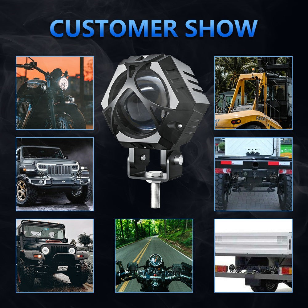 M1 PRO LED Spotlight 10 Lighting Modes IP68 Waterproof Motorcycle Car Headlight for Truck ATV