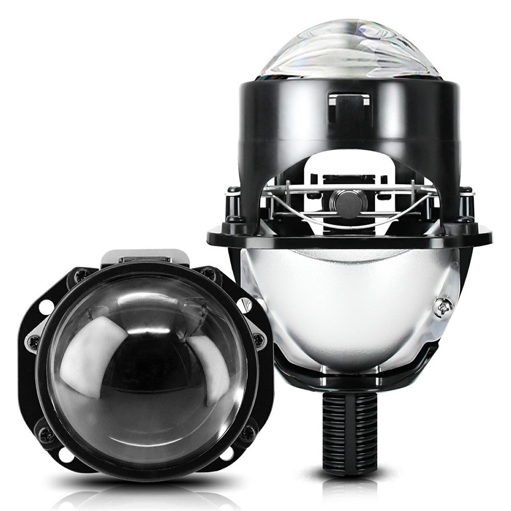 T02 1Pc 2.5 Inch Bi-LED Projector Lens 6000K White Light High Low Beam Anti-Glare Car Headlight