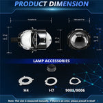 T02 1Pc 2.5 Inch Bi-LED Projector Lens 6000K White Light High Low Beam Anti-Glare Car Headlight
