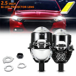 T02 1Pc 2.5 Inch Bi-LED Projector Lens 6000K White Light High Low Beam Anti-Glare Car Headlight