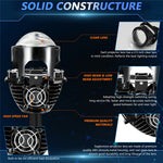 T02 1Pc 2.5 Inch Bi-LED Projector Lens 6000K White Light High Low Beam Anti-Glare Car Headlight