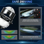 T02 1Pc 2.5 Inch Bi-LED Projector Lens 6000K White Light High Low Beam Anti-Glare Car Headlight