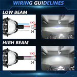 T02 1Pc 2.5 Inch Bi-LED Projector Lens 6000K White Light High Low Beam Anti-Glare Car Headlight
