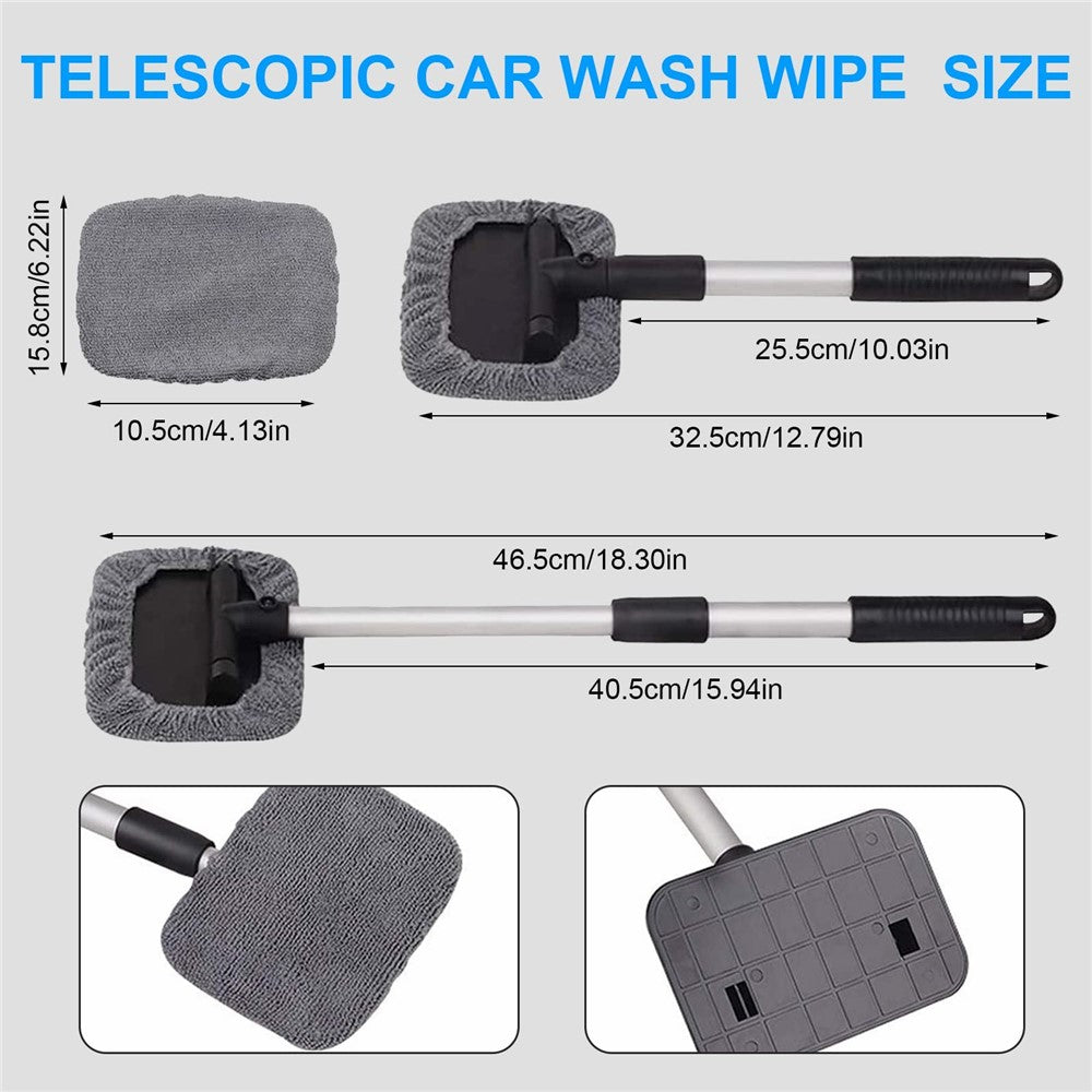 095 32.5-46.5cm Window Cleaner with Handle and Microfiber Cloth Cleaning Tool Car Windshield Cleaning Device