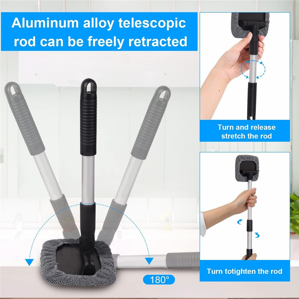 095 32.5-46.5cm Window Cleaner with Handle and Microfiber Cloth Cleaning Tool Car Windshield Cleaning Device