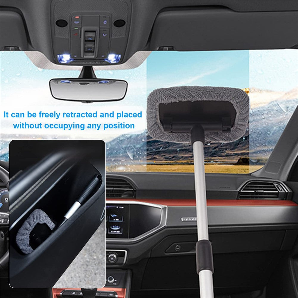 095 32.5-46.5cm Window Cleaner with Handle and Microfiber Cloth Cleaning Tool Car Windshield Cleaning Device