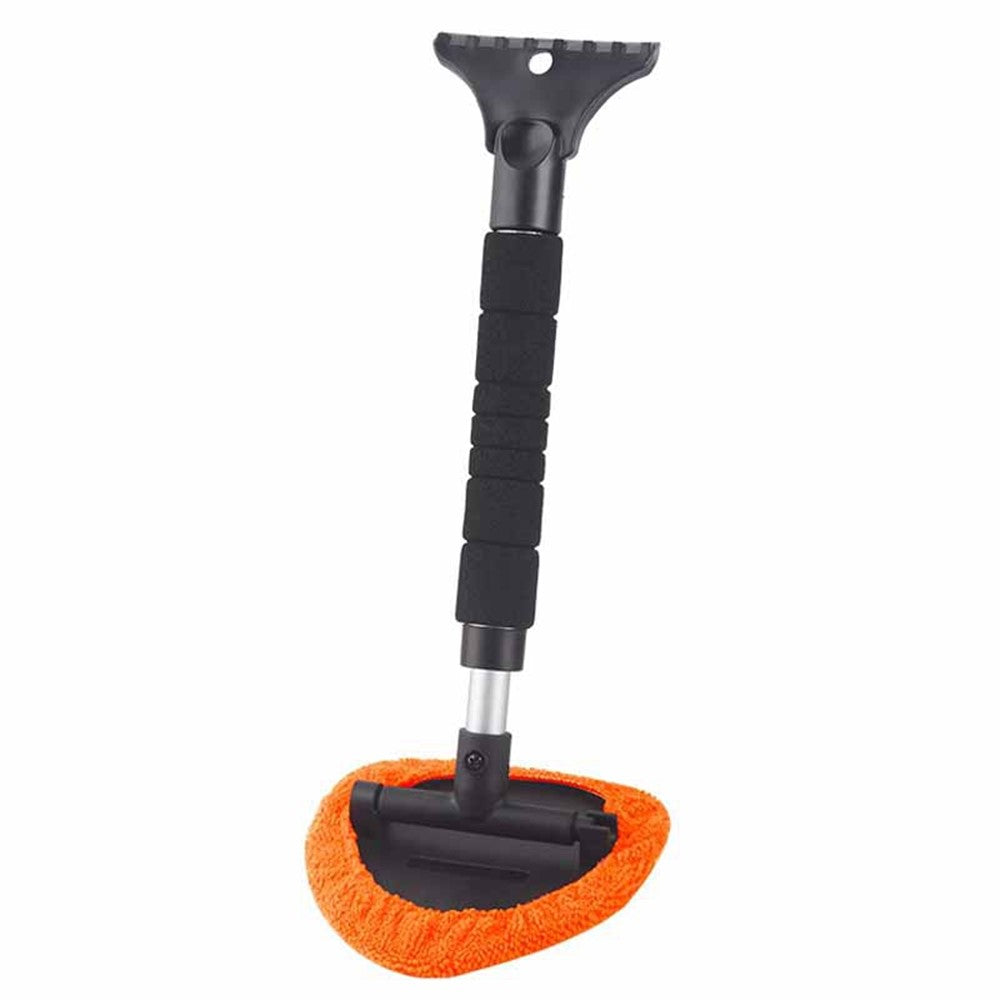 132 2-in-1 Window Windshield Cleaning Tool Car Window Snow Scraper with 38-52cm Extendable Handle and Microfiber Cloth Window Cleaning Brush