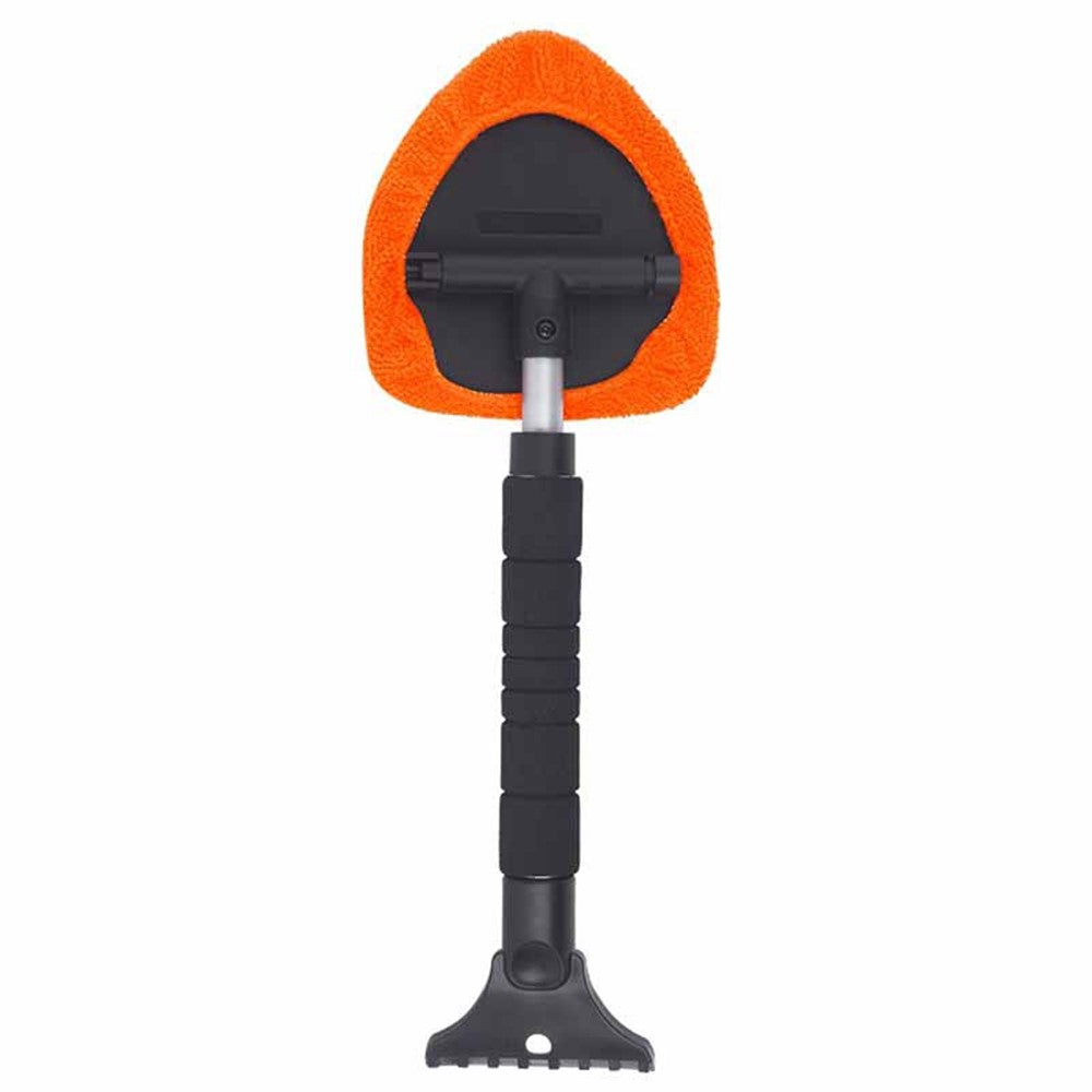 132 2-in-1 Window Windshield Cleaning Tool Car Window Snow Scraper with 38-52cm Extendable Handle and Microfiber Cloth Window Cleaning Brush