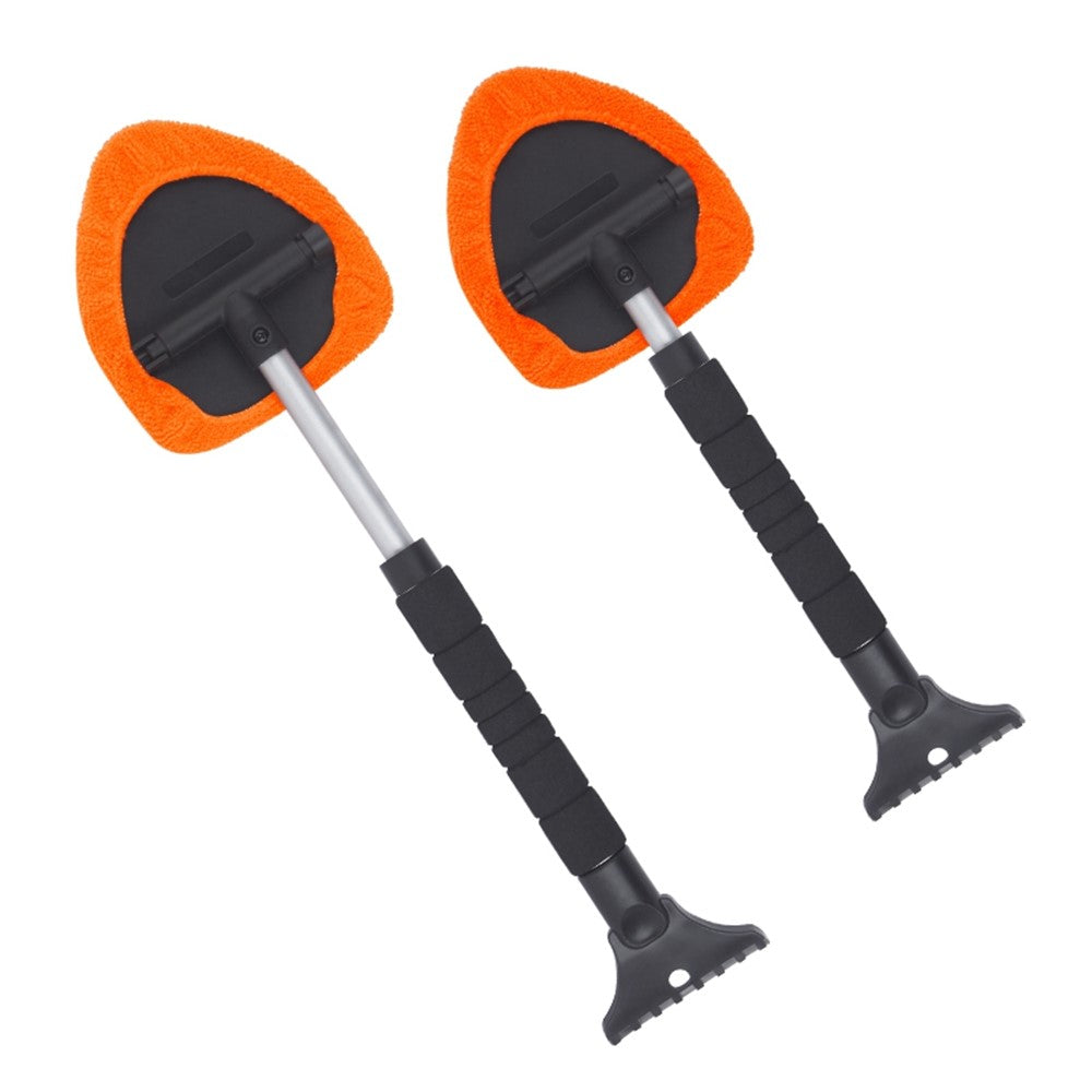 132 2-in-1 Window Windshield Cleaning Tool Car Window Snow Scraper with 38-52cm Extendable Handle and Microfiber Cloth Window Cleaning Brush