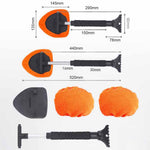 132 2-in-1 Window Windshield Cleaning Tool Car Window Snow Scraper with 38-52cm Extendable Handle and Microfiber Cloth Window Cleaning Brush