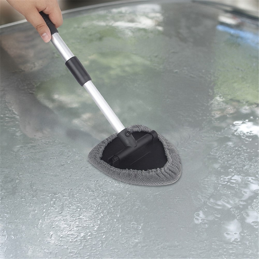 130 Window Windshield Cleaning Tool with 34-49cm Extendable Handle and Microfiber Cloth Car Window Cleaner Triangle Cleaning Wipe