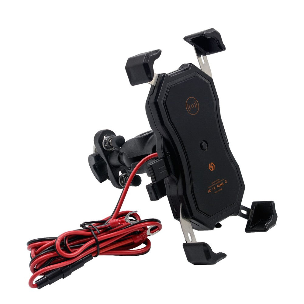 ZH-1288C1 Rotation Motorcycle Qi Wireless+USB Fast Charging Phone Mount Charger Handlebar Cellphone Holder