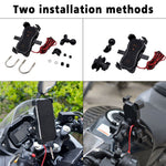 ZH-1288C1 Rotation Motorcycle Qi Wireless+USB Fast Charging Phone Mount Charger Handlebar Cellphone Holder
