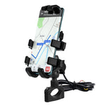 CS-1098A1 360 Degree Rotation Phone Holder Motorcycle Rearview Mirror / Handlebar Mount Bracket with USB Charging Port