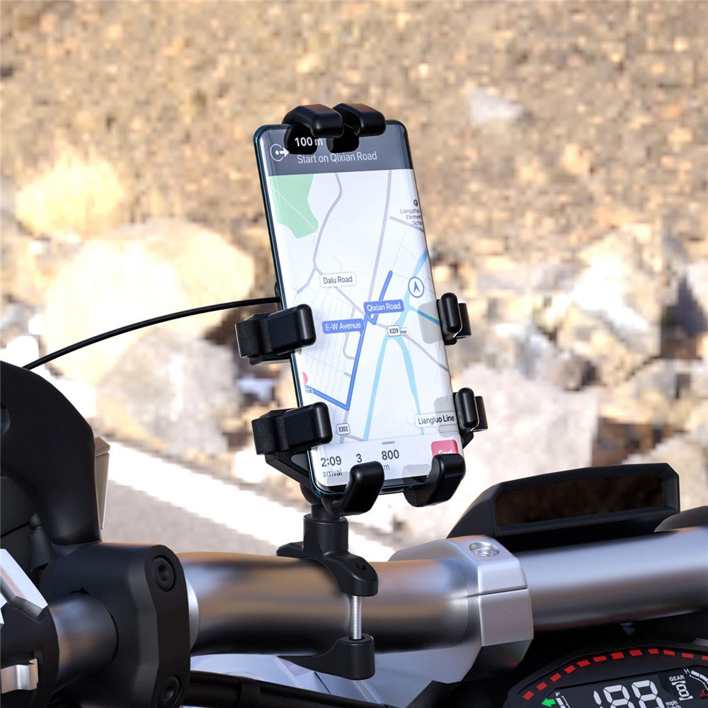 CS-1098A1 360 Degree Rotation Phone Holder Motorcycle Rearview Mirror / Handlebar Mount Bracket with USB Charging Port