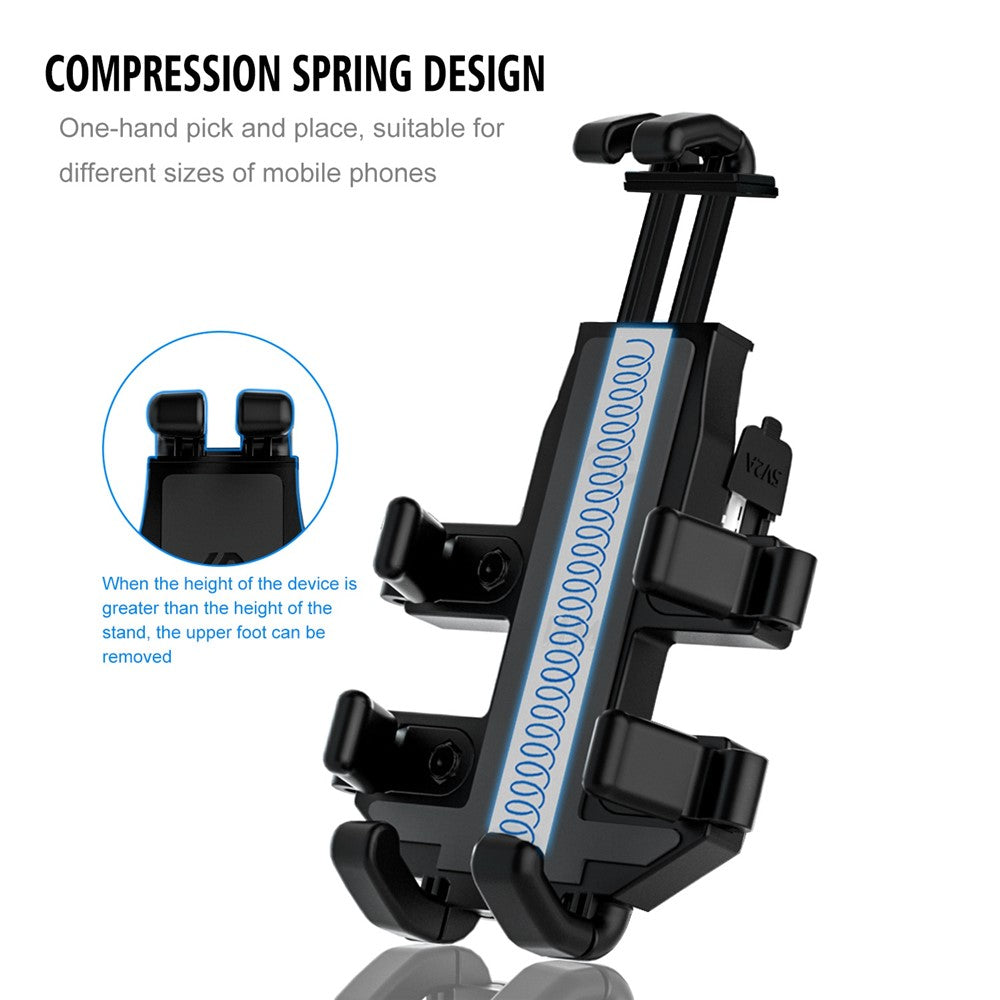 CS-1098A1 360 Degree Rotation Phone Holder Motorcycle Rearview Mirror / Handlebar Mount Bracket with USB Charging Port