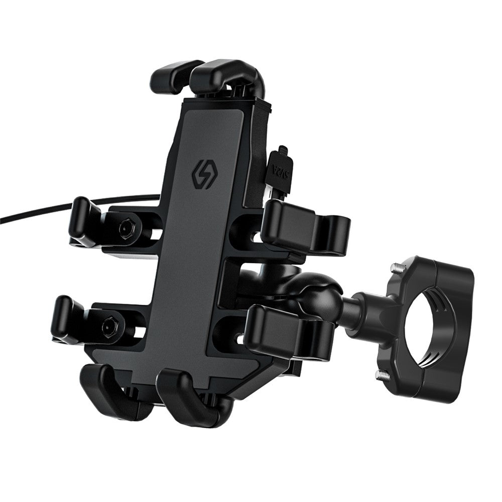 CS-1098A1 360 Degree Rotation Phone Holder Motorcycle Rearview Mirror / Handlebar Mount Bracket with USB Charging Port