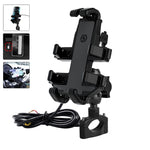 CS-1098A1 360 Degree Rotation Phone Holder Motorcycle Rearview Mirror / Handlebar Mount Bracket with USB Charging Port
