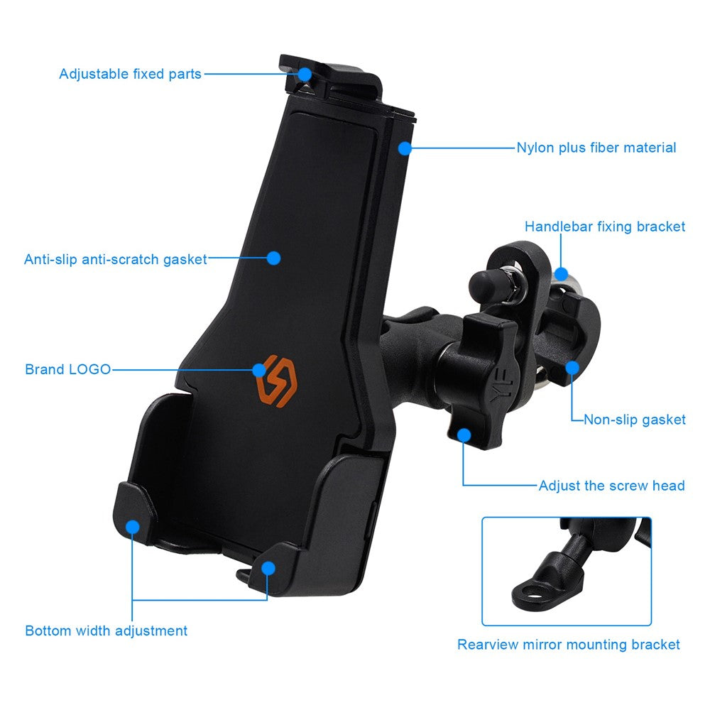 CS-1287A1 Motorcycle Rearview Mirror / Handlebar Mount Mobile Phone Holder Electric Vehicle GPS Bracket