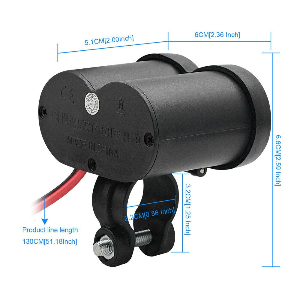 CS-313G1 Motorcykelmodificeret USB-oplader Vandtæt telefonopladningsadapter med cigarettænderstik og afbryder