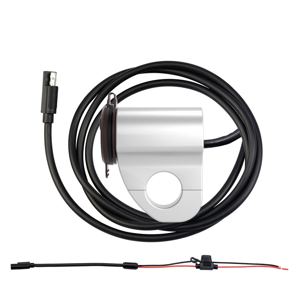 WUPP ZH-975 Motorcycle Handlebar 2.4A USB Phone Charger Aluminum Alloy Waterproof Voltage Digital Display QC3.0 Fast Charge Adapter with Switch