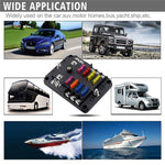 WUPP CS-3394A1 6 Way Blade Fuse Block with Negative Bus LED Indicator for Car Boat Van SUV