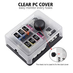 WUPP CS-3394A1 6 Way Blade Fuse Block with Negative Bus LED Indicator for Car Boat Van SUV