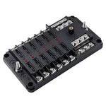 WUPP CS-339C1 12 Way Blade Fuse Block with Negative Bus LED Indicator for Car Boat Van SUV