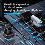 K34 5 Port USB Car Charger(4 USB+Type C) Cigarette Lighter Adapter with LED Display