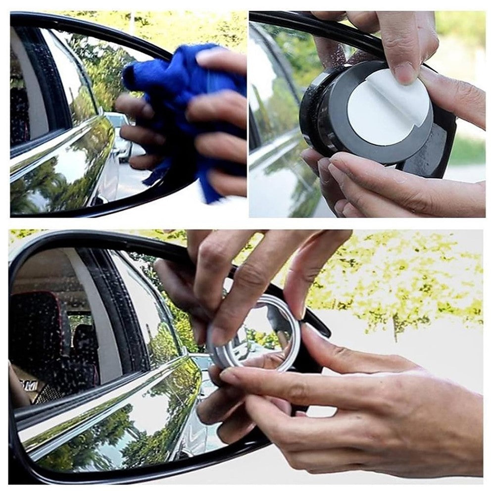 2Pcs Adhesive 360 Degree Blind Spot Car Reversing Aid Rearview Mirror Small Round Mirror
