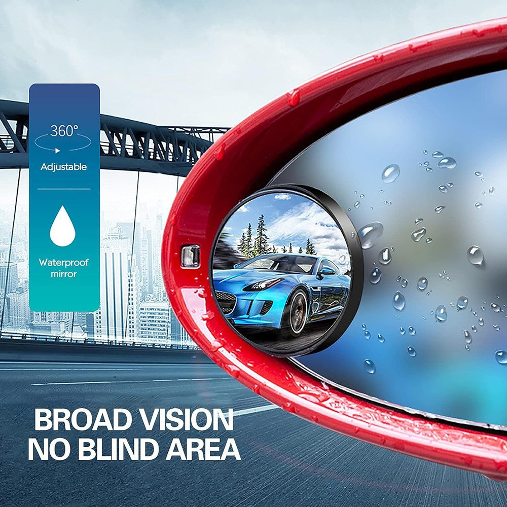 2Pcs Adhesive 360 Degree Blind Spot Car Reversing Aid Rearview Mirror Small Round Mirror