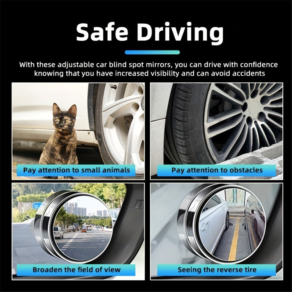 2Pcs Suction Cup 360 Degree Blind Spot Car Reversing Aid Rearview Mirror Small Round Mirror