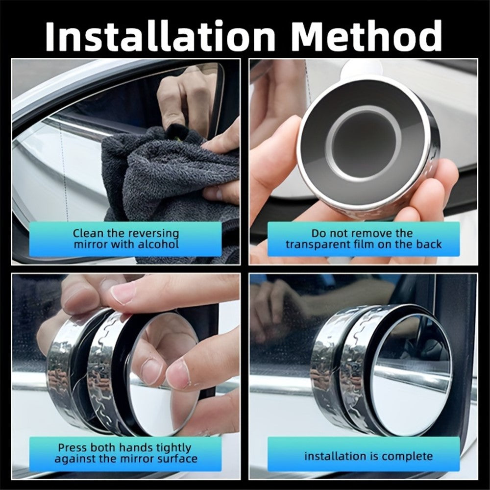 2Pcs Suction Cup 360 Degree Blind Spot Car Reversing Aid Rearview Mirror Small Round Mirror