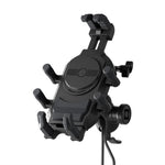 WUPP CS-2056A1 Motorcycle Phone Holder with USB-A+Type-C+Wireless 3-in-1 Charging, Mirror Mount