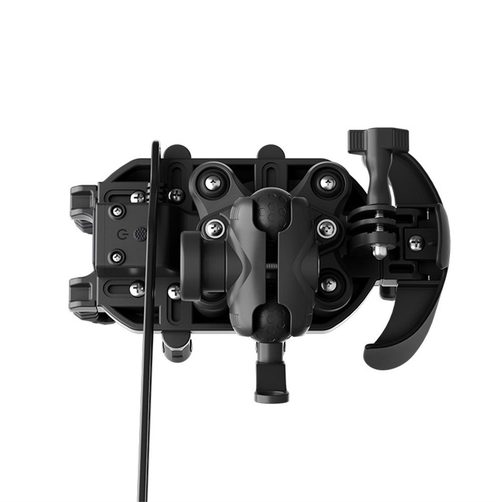 WUPP CS-2056A1 Motorcycle Phone Holder with USB-A+Type-C+Wireless 3-in-1 Charging, Mirror Mount