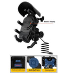 WUPP CS-2056A1 Motorcycle Phone Holder with USB-A+Type-C+Wireless 3-in-1 Charging, Mirror Mount