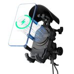 WUPP CS-2056A1 Motorcycle Phone Holder with USB-A+Type-C+Wireless 3-in-1 Charging, Mirror Mount