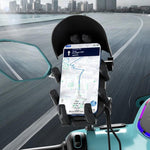 WUPP CS-2056A1 Motorcycle Phone Holder with USB-A+Type-C+Wireless 3-in-1 Charging, Mirror Mount