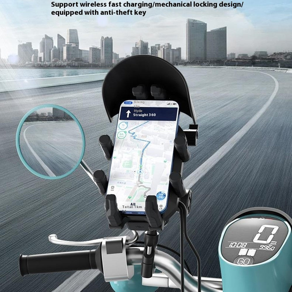 WUPP CS-2056A2 Motorcycle Phone Holder Wireless Charging Phone Stand, Handlebar Mount
