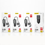 DUDAO R5Pro 3.4A USB-telefonopladningsadapter biloplader med indbygget kabel