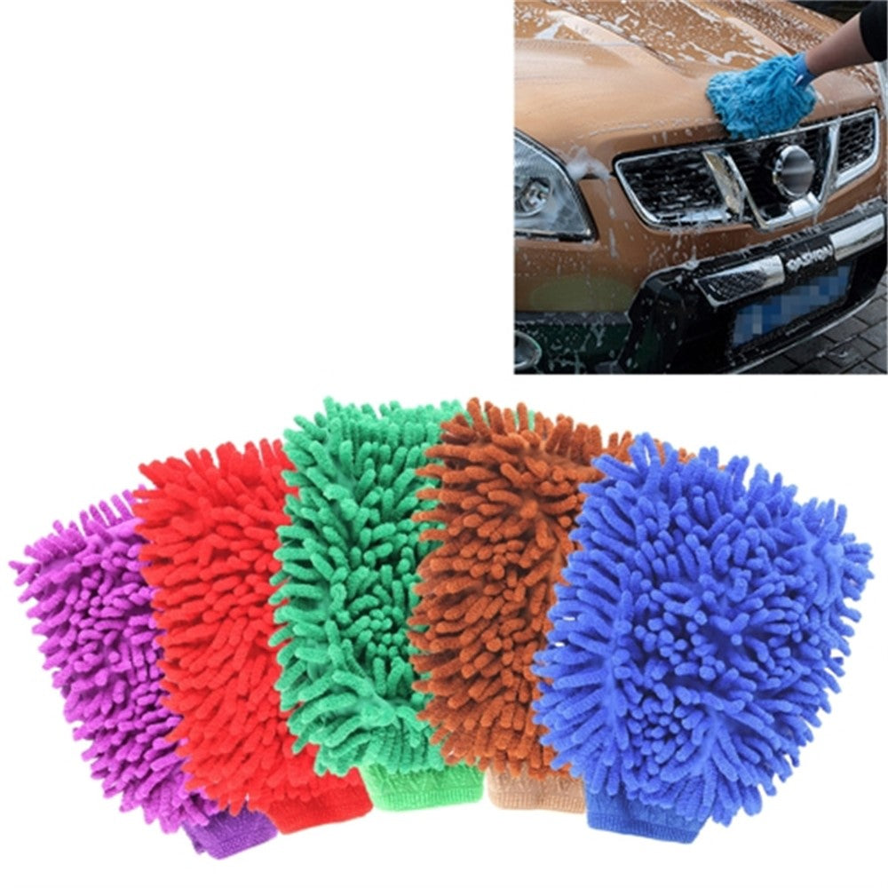 Microfiber Gloves for Cleaning Car Double-Sided Chenille Microfiber Glove Antistatic Cleaning Cloth Dust Removal Cleaning Gloves (Random Color)