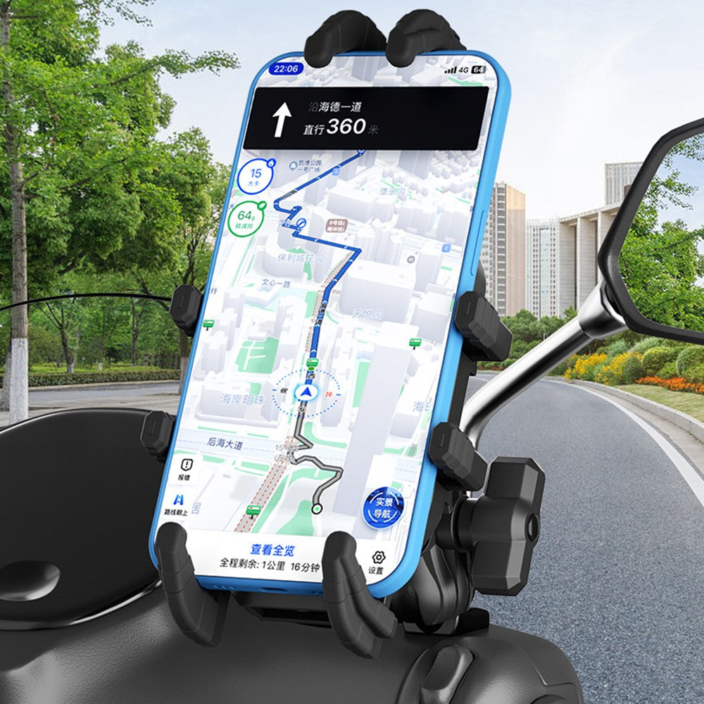 WUPP CS-2072B1 Motorcycle Rearview Mirror Phone Mount Anti-Theft Cellphone Holder