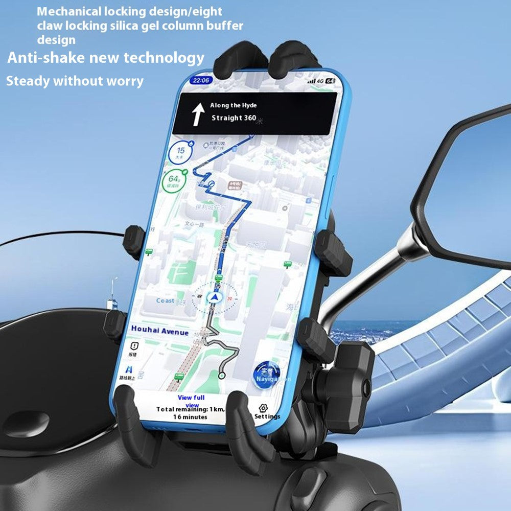 WUPP CS-2072B1 Motorcycle Rearview Mirror Phone Mount Anti-Theft Cellphone Holder